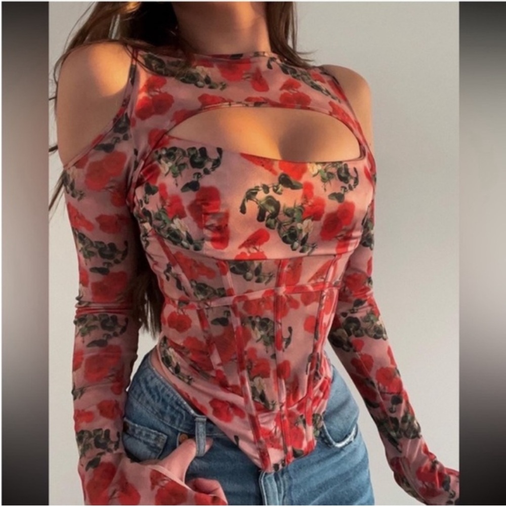 House of CB Malina Floral Cut-Out Corset Top